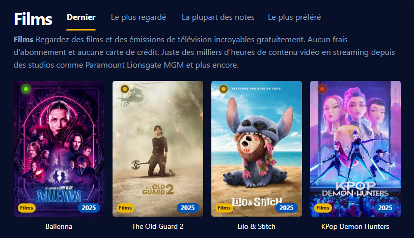 Apercu de l'interface utilisateur de Wiflix